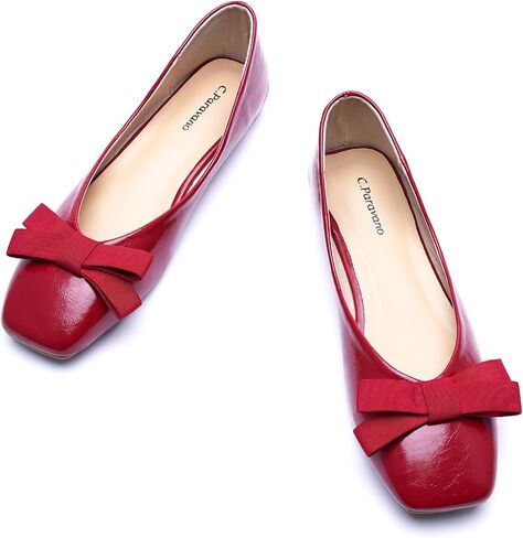 C.Paravano Women's Flats | Ballet Flats Shoes for Women | Square Toe Flats| Bowknot Comfortable Casual Dressy Women Shoes in Saudi Arabia