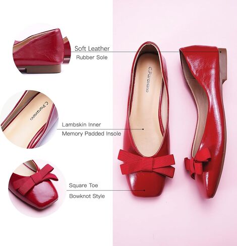 C.Paravano Women's Flats | Ballet Flats Shoes for Women | Square Toe Flats| Bowknot Comfortable Casual Dressy Women Shoes in Saudi Arabia