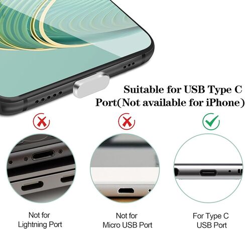 7PCS Dust Plug Set, Anti Dust Cover Charging Port Protector Cap with Cleaning Brush Compatible with USB Type-C Most Mobile Phone Devices(Black) in Saudi Arabia
