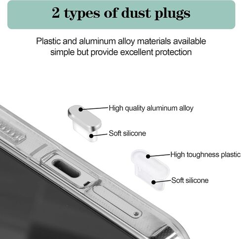 7PCS Dust Plug Set, Anti Dust Cover Charging Port Protector Cap with Cleaning Brush Compatible with USB Type-C Most Mobile Phone Devices(Black) in Saudi Arabia