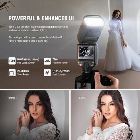 فلاش كاميرا NEEWER Z880-S 2.4G 76Ws TTL Speedlite متوافق مع Sony، واجهة مستخدم مطورة، مصباح تشكيل قابل للتعديل، مفتاح TTL/M سريع التبديل TCM، 1/8000s HSS 7.4V/2600mAh بطارية 480 فلاش طاقة كاملة in Saudi Arabia