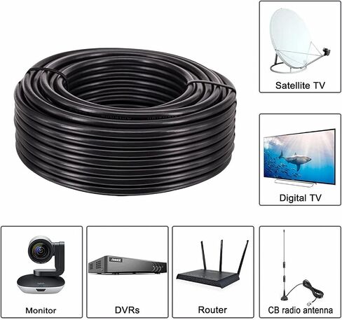 RG58 Coaxial Cable 100 Ft, Low Loss RG58 Coax Cable 50Ohms Flexible RF WiFi Antenna Extension Cable for DIY SMA PL259 UHF BNC N Type Adapter WiFi Router Signal Booster Amplifer in Saudi Arabia