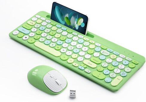 Wireless Keyboard and Mouse Combo, Retro Typewriter Wireless Keyboard with Round Keycaps, 2.4GHz Compact USB Cute Wireless Keyboard Mouse for Computer, Desktop, Laptop and Computer in Saudi Arabia