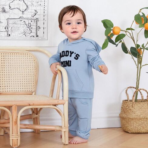 Toddler Baby Boy Clothes Fall Winter Outfits Embroidery Daddy's Mini Hoodie Sweatshirt & Joggers Pant Set in Saudi Arabia