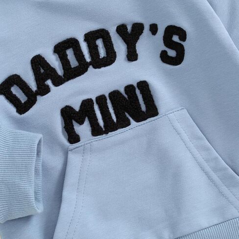Toddler Baby Boy Clothes Fall Winter Outfits Embroidery Daddy's Mini Hoodie Sweatshirt & Joggers Pant Set in Saudi Arabia