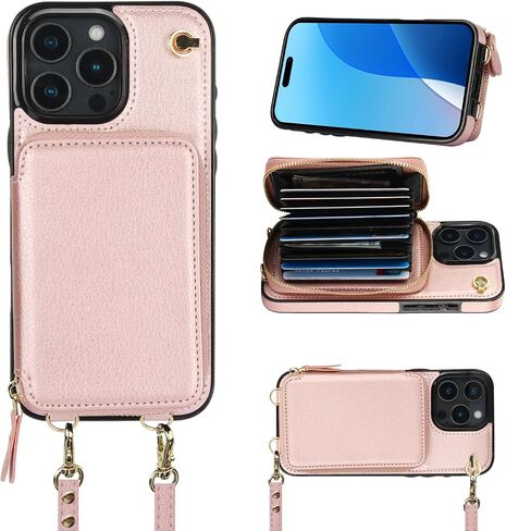 Bocasal Multi-Slot Crossbody Wallet Case for iPhone 16 Pro Max, Black in Saudi Arabia
