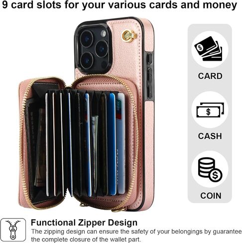Bocasal Multi-Slot Crossbody Wallet Case for iPhone 16 Pro Max, Black in Saudi Arabia