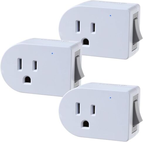 Fosmon Grounded Outlet Switch, ON/Off Switch (3 Pack), 3 Prong Plug in Electrical Switch, 245J Single Port Electric Switch Adapter Surge Protector, Power Switch Outlet Extender, White, ETL Listed in Kuwait