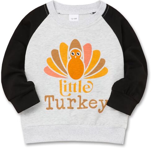 Toddler Thanksgiving Shirt Little Turkey Prints Baby Boy Long Sleeves Sweatshirt Thanksgiving Clothes in Kuwait