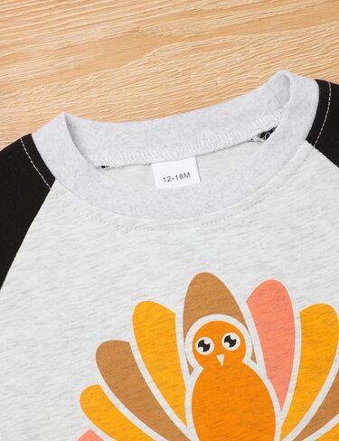 Toddler Thanksgiving Shirt Little Turkey Prints Baby Boy Long Sleeves Sweatshirt Thanksgiving Clothes in Kuwait
