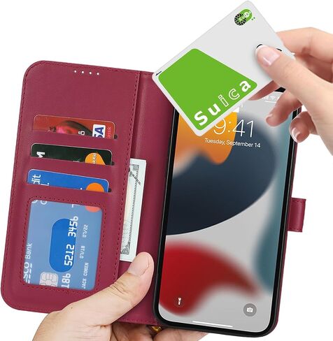 for iPhone 12 Case Wallet with Card Holder,iPhone 12 Wallet Case for Women Men,Leather Shockproof Magnetic Buckle Stand Flip Phone Case-Brown in Saudi Arabia