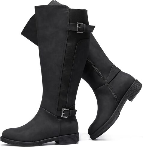 Luoika Women's Extra Wide Calf Knee High Boots, Plus Size Wide Width Knee-High Boots Winter Fall Low Heel Ridding Boots. in Saudi Arabia