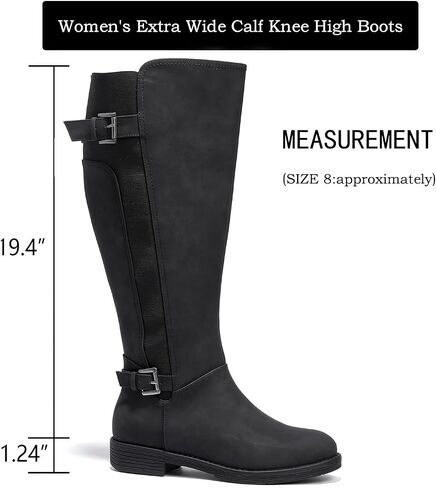 Luoika Women's Extra Wide Calf Knee High Boots, Plus Size Wide Width Knee-High Boots Winter Fall Low Heel Ridding Boots. in Saudi Arabia
