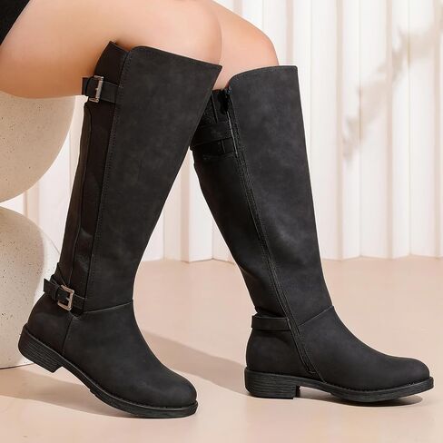 Luoika Women's Extra Wide Calf Knee High Boots, Plus Size Wide Width Knee-High Boots Winter Fall Low Heel Ridding Boots. in Saudi Arabia
