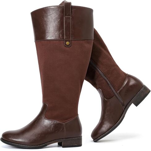 Luoika Women's Extra Wide Calf Knee High Boots, Plus Size Wide Width Knee-High Boots Winter Fall Low Heel Ridding Boots. in Saudi Arabia