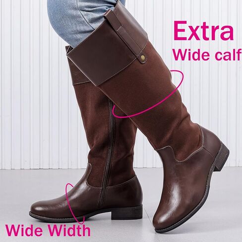 Luoika Women's Extra Wide Calf Knee High Boots, Plus Size Wide Width Knee-High Boots Winter Fall Low Heel Ridding Boots. in Saudi Arabia
