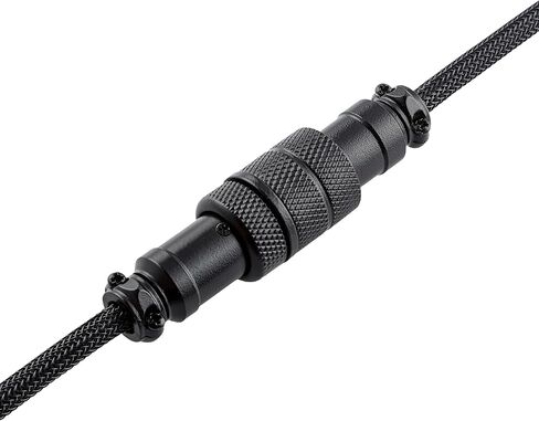 GUNMJO Pro Custom Coiled USB C Cable for Gaming Keyboard, Metal Aviator Mechanical Keyboard Cable with Right Straight Out Aluminum Aviator, 1.5M USB-C to USB-A, Carbon Black Color in Saudi Arabia