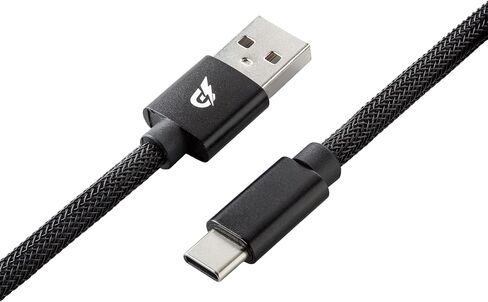 GUNMJO Pro Custom Coiled USB C Cable for Gaming Keyboard, Metal Aviator Mechanical Keyboard Cable with Right Straight Out Aluminum Aviator, 1.5M USB-C to USB-A, Carbon Black Color in Saudi Arabia