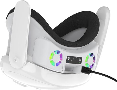 RGB Cooling Fan Compatible for Meta Quest 3 VR Headset Accessories Soft Breathable Face Cover Cushion Pad Foam Facial Interface Bracket Fan Cooler Air Circulation Light-Proof Nose Pad Replacement in Saudi Arabia