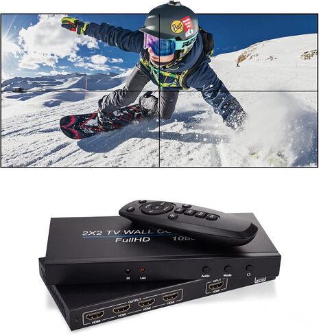 2X2 HDMI Video Wall Controller,1920 * 1080P Image Splicing Controller,HDMI 1.3 Input 4 HDMI Output,Large Dynamic Image Screen,110-240V (US) in Saudi Arabia