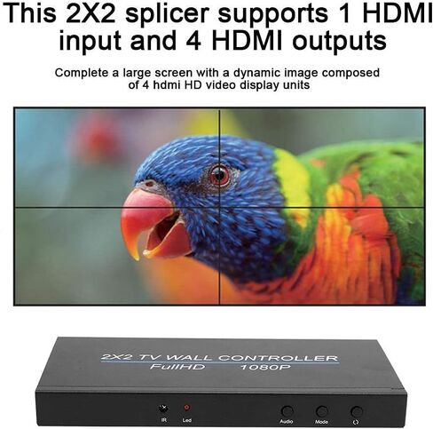 2X2 HDMI Video Wall Controller,1920 * 1080P Image Splicing Controller,HDMI 1.3 Input 4 HDMI Output,Large Dynamic Image Screen,110-240V (US) in Saudi Arabia