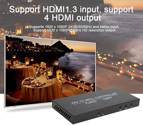 2X2 HDMI Video Wall Controller,1920 * 1080P Image Splicing Controller,HDMI 1.3 Input 4 HDMI Output,Large Dynamic Image Screen,110-240V (US) in Saudi Arabia