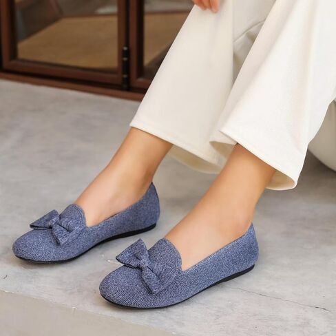 Women's Loafers Flats Bowknot Dressy Penny Shoes | Comfortable Slip-on Shoes, Business Casual Shoes, Round Closed-toe Design, Non-slip, Lightweight, Breathable, Flexible in Saudi Arabia