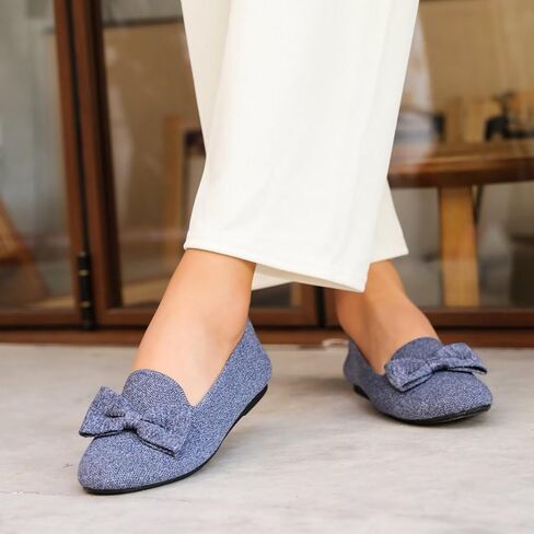 Women's Loafers Flats Bowknot Dressy Penny Shoes | Comfortable Slip-on Shoes, Business Casual Shoes, Round Closed-toe Design, Non-slip, Lightweight, Breathable, Flexible in Saudi Arabia