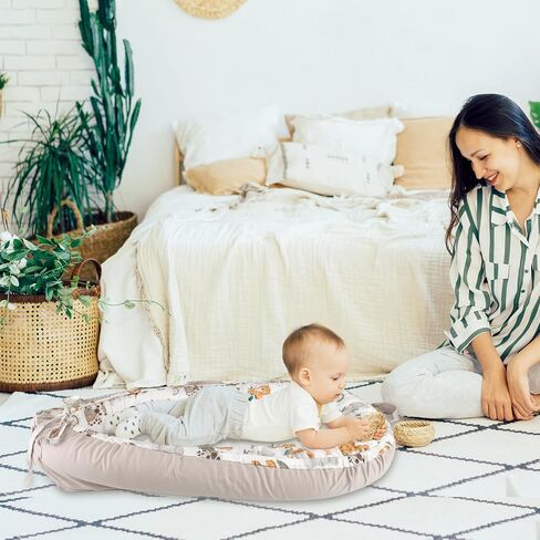 Baby Lounger Cover for Boys Girls, Reversible Baby Nest Cover, Adjustable Baby Lounger Replaceable Cover for Infant Newborn, Portable and Machine Washable, Cotton Gray Elephant Cover Only in Saudi Arabia