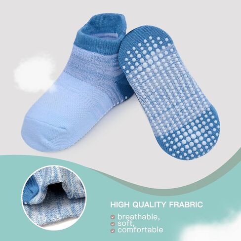 SkiBeaut Toddler Socks with Grips, 12 Pairs Kids Non-Slip Grippers Baby Boys Girls House Socks for Age 0-7 in Saudi Arabia