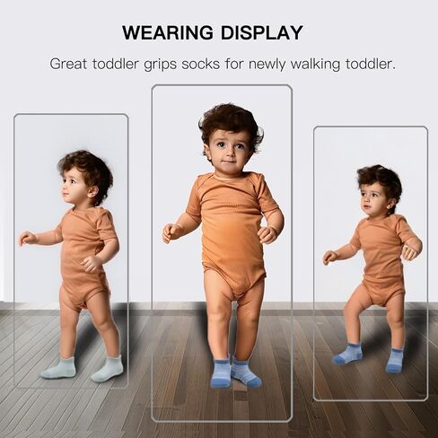 SkiBeaut Toddler Socks with Grips, 12 Pairs Kids Non-Slip Grippers Baby Boys Girls House Socks for Age 0-7 in Saudi Arabia