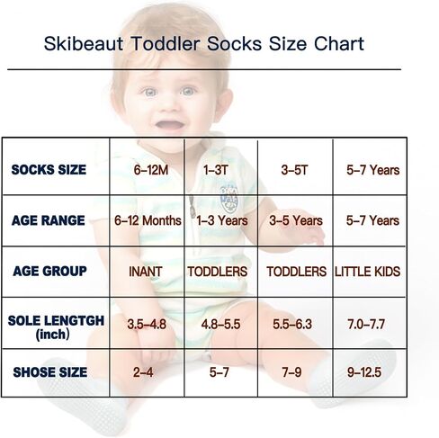 SkiBeaut Toddler Socks with Grips, 12 Pairs Kids Non-Slip Grippers Baby Boys Girls House Socks for Age 0-7 in Saudi Arabia