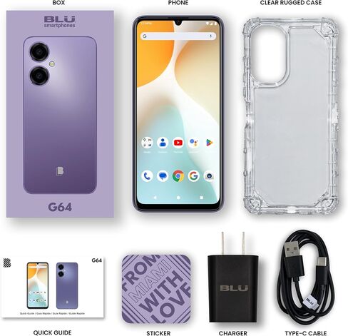 BLU G64 | 2024 | 3-Day Battery | Unlocked | 6.8" HD+ Infinity Display | 256GB | Dual 5MO Camera | US Warranty| Green in Saudi Arabia