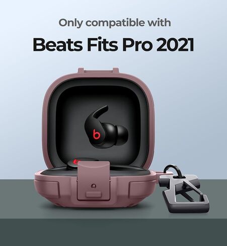 حافظة Dexnor متينة ممتصة للصدمات لجرابات Beats Fit Pro (2021) مع قفل آمن وغطاء شفاف مقاوم للصدمات مع حلقة تسلق وحلقة مفاتيح لـ Beats Fit Pro 2021 أسود in Kuwait