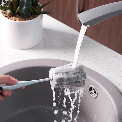 Sponge Bottle Brush 3 PCS Long Handle Bottle Brush Wine Glass Cleaner Cup Cleaning Brush Baby Bottle Scrubber (Large 3PCS) in Saudi Arabia