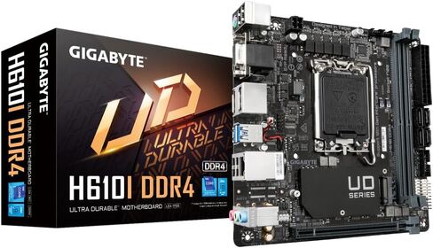 اللوحة الأم Gigabyte H610I DDR4 - تدعم وحدات المعالجة المركزية Intel Core 14th، 4+1+1 Hybrid Digital VRM، حتى 3200 ميجا هرتز DDR4 (OC)، 1xPCIe 3.0 M.2، GbE LAN، USB 3.2 Gen 1 in Saudi Arabia