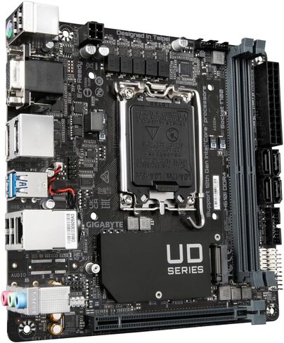 اللوحة الأم Gigabyte H610I DDR4 - تدعم وحدات المعالجة المركزية Intel Core 14th، 4+1+1 Hybrid Digital VRM، حتى 3200 ميجا هرتز DDR4 (OC)، 1xPCIe 3.0 M.2، GbE LAN، USB 3.2 Gen 1 in Saudi Arabia