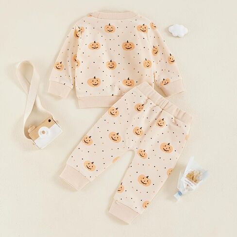 Toddler Baby Girl Halloween Outfit Long Sleeve Cute Print Sweatshirt Shirt Tops + Pants Fall Winter Clothes Set in Kuwait