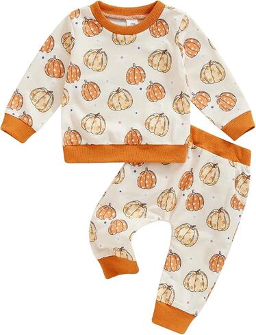 Toddler Baby Girl Halloween Outfit Long Sleeve Cute Print Sweatshirt Shirt Tops + Pants Fall Winter Clothes Set in Kuwait