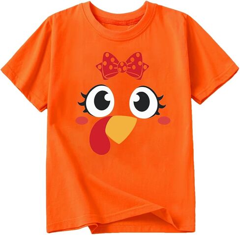 Toddler Girls Thanksgiving Shirts Turkey Pumpkin T Shirt Cotton Short Sleeve Halloween Tops 1-10 Years in Kuwait