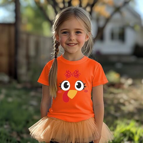 Toddler Girls Thanksgiving Shirts Turkey Pumpkin T Shirt Cotton Short Sleeve Halloween Tops 1-10 Years in Kuwait