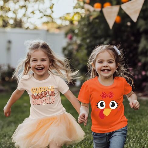 Toddler Girls Thanksgiving Shirts Turkey Pumpkin T Shirt Cotton Short Sleeve Halloween Tops 1-10 Years in Kuwait