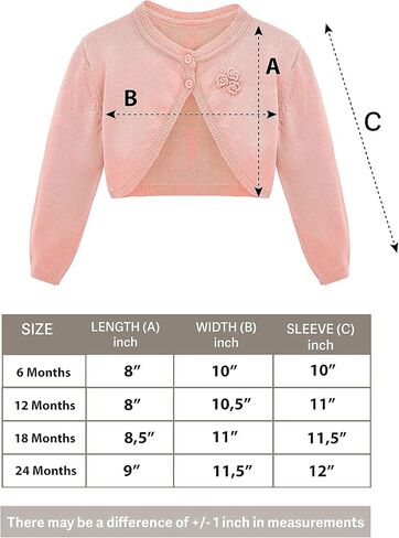 Lilax Baby Girls' Long Sleeve Cardigan Shrug, Button Closure Bolero in Kuwait
