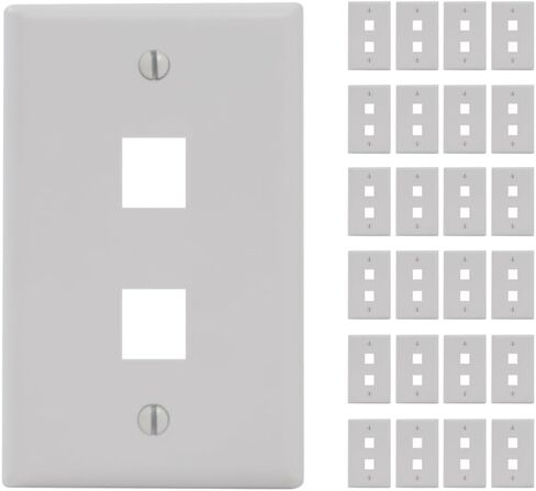 ICC Single Gang 1-Port Classic Faceplate for EZ and HD Style Keystone Connectors, Wallplate for Networking and Home Installations, Durable and Easy to Install, White, 25-Pack in Saudi Arabia