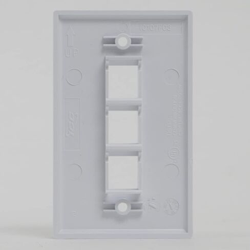 ICC Single Gang 1-Port Classic Faceplate for EZ and HD Style Keystone Connectors, Wallplate for Networking and Home Installations, Durable and Easy to Install, White, 25-Pack in Kuwait