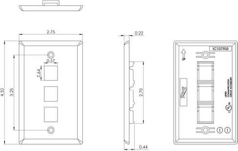 ICC Single Gang 1-Port Classic Faceplate for EZ and HD Style Keystone Connectors, Wallplate for Networking and Home Installations, Durable and Easy to Install, White, 25-Pack in Kuwait