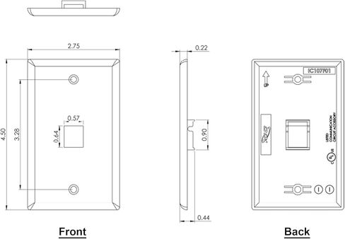 لوحة واجهة كلاسيكية بمنفذ واحد من ICC لموصلات Keystone بنمط EZ وHD، لوحة حائط للشبكات والتركيبات المنزلية، متينة وسهلة التركيب، بيضاء، 25 قطعة in Kuwait
