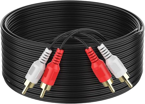 RCA Cable 25ft,2RCA M/M Stereo Audio Cable [24K Gold Plated | Copper Core] 2RCA Male to 2RCA Male.for Home Theater, HDTV, Amplifiers, Hi-Fi Systems,Speakers in Saudi Arabia