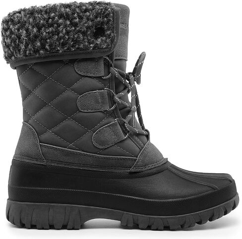 DREAM PAIRS Women's Winter Duck Boots Mid Calf Warm Insulated Faux Fur Lined Waterproof Lace Up Snow Boots in Saudi Arabia