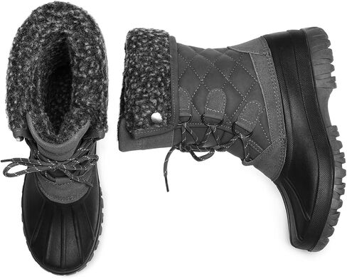 DREAM PAIRS Women's Winter Duck Boots Mid Calf Warm Insulated Faux Fur Lined Waterproof Lace Up Snow Boots in Saudi Arabia
